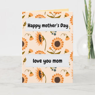 Yellow Sunflowers Happy Mother's Day Love You Mom  カード