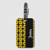 Yellow sunflowers on black ラゲッジタグ (正面縦)