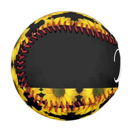 Yellow sunflowers on black 野球ボール (正面左)
