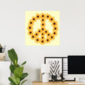 Yellow Sunflowers Painting Peace Sign Posters ポスター (ホームオフィス)