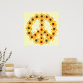 Yellow Sunflowers Painting Peace Sign Posters ポスター (キッチン)