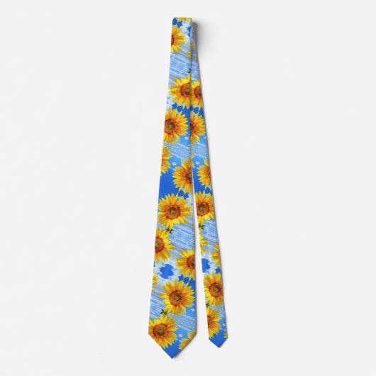 Yellow Sunflowers Summer Neck Tie ネクタイ (正面)