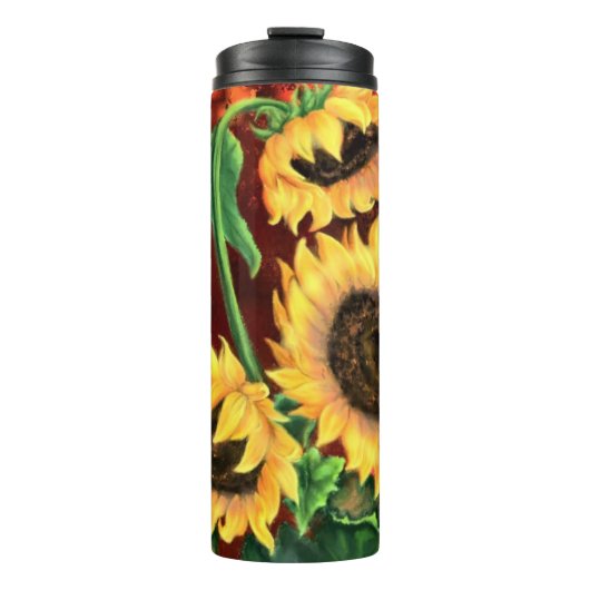 Yellow Sunflowers Thermal Tumbler タンブラー (正面)