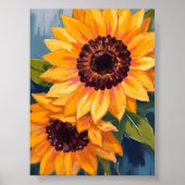 Yellow Sunflowers | Watercolor Floral Painting ポスター (正面)