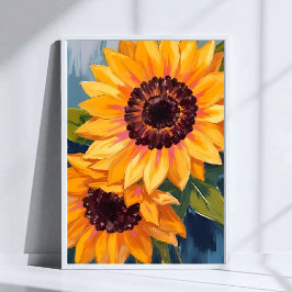 Yellow Sunflowers | Watercolor Floral Painting ポスター