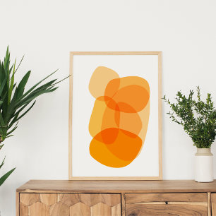 Yellow Sunshine Organic Shapes Abstract Art Design ポスター