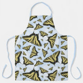 Yellow Swallowtail Butterflies Blue Sky Pattern エプロン (正面)