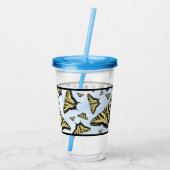Yellow Swallowtail Butterflies on Blue Sky アクリルタンブラー (裏面)