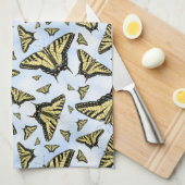 Yellow Swallowtail Butterflies on Blue Sky Pattern キッチンタオル (四つ折り)