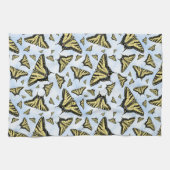 Yellow Swallowtail Butterflies on Blue Sky Pattern キッチンタオル (横)