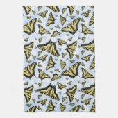 Yellow Swallowtail Butterflies on Blue Sky Pattern キッチンタオル (縦)