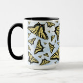 Yellow Swallowtail Butterflies on Blue Sky Pattern マグカップ (左)