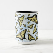 Yellow Swallowtail Butterflies on Blue Sky Pattern マグカップ (中央)