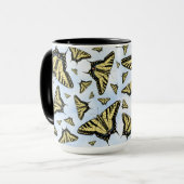 Yellow Swallowtail Butterflies on Blue Sky Pattern マグカップ (正面左)