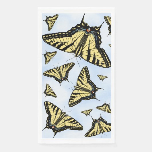 Yellow Swallowtail Butterflies Pattern on Blue Sky (正面)