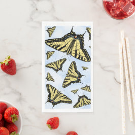Yellow Swallowtail Butterflies Pattern on Blue Sky