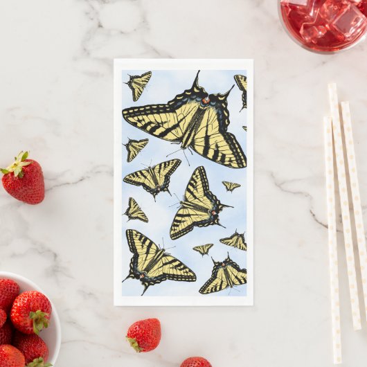 Yellow Swallowtail Butterflies Pattern on Blue Sky (インサイチュ)