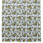 Yellow Swallowtail Butterflies Pattern on Blue Sky シャワーカーテン (正面)