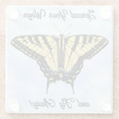 Yellow Swallowtail Butterfly Blue Sky Personalized ガラスコースター (裏面)