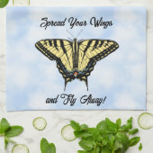 Yellow Swallowtail Butterfly Blue Sky Personalized キッチンタオル (折り畳み)