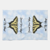 Yellow Swallowtail Butterfly Blue Sky Personalized キッチンタオル (横)