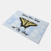 Yellow Swallowtail Butterfly Blue Sky Personalized ドアマット (アングル)