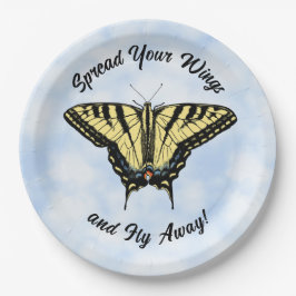 Yellow Swallowtail Butterfly Blue Sky Personalized ペーパープレート