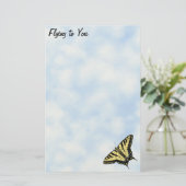 Yellow Swallowtail Butterfly Blue Sky Personalized 便箋 (スタンド正面)