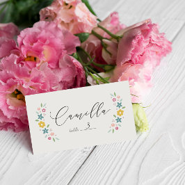 Yellow Sweet Floral Baby Shower Folded Place Card プレイスカード