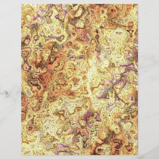 Yellow Swirly Marble Scrapbook Paper 2-Sided Page (正面)