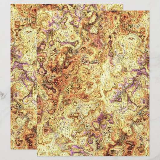 Yellow Swirly Marble Scrapbook Paper 2-Sided Page (正面/裏面)