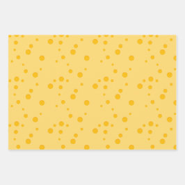 Yellow Swiss Cheese Pattern with Holes ラッピングペーパーシート