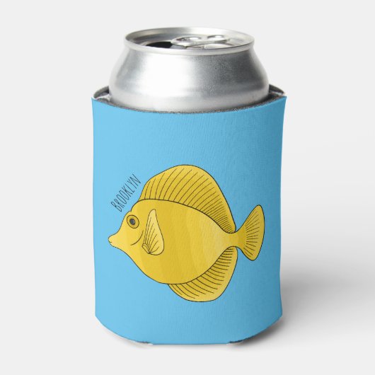 Yellow tang fish cartoon illustration 缶クーラー (缶正面)