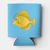 Yellow tang fish cartoon illustration 缶クーラー (正面)