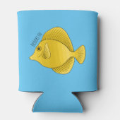 Yellow tang fish cartoon illustration 缶クーラー (裏面)