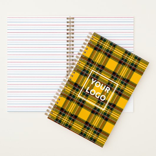 Yellow Tartan Notebook Custom Logo Plaid Pattern  ノートブック (内側)