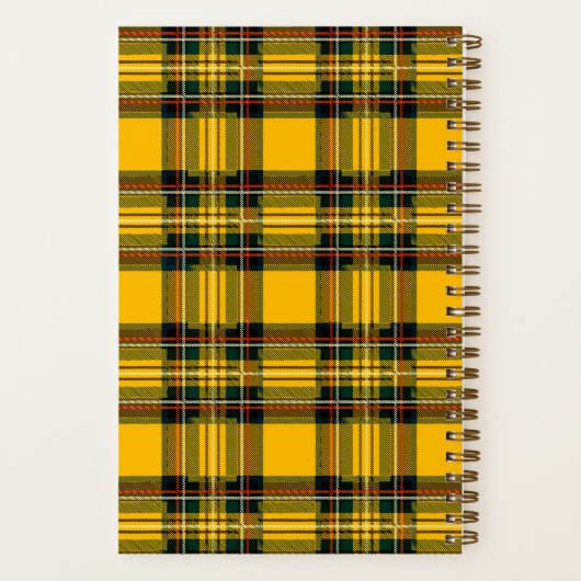 Yellow Tartan Notebook Custom Logo Plaid Pattern ノートブック (裏面)