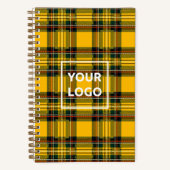 Yellow Tartan Notebook Custom Logo Plaid Pattern ノートブック (正面)