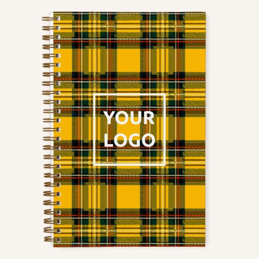 Yellow Tartan Notebook Custom Logo Plaid Pattern ノートブック (正面)