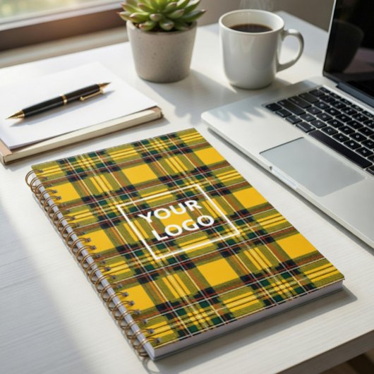 Yellow Tartan Notebook Custom Logo Plaid Pattern ノートブック