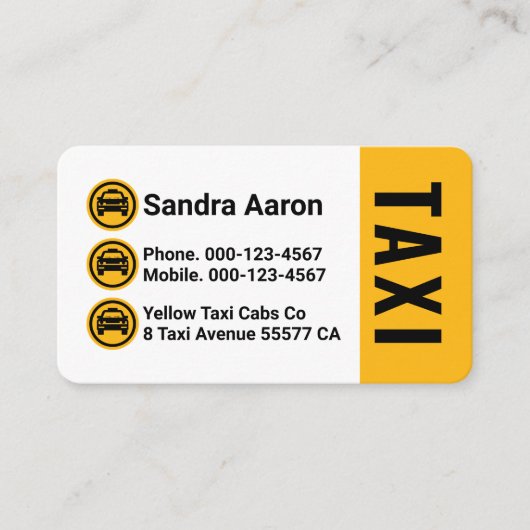 Yellow Taxi Cab Icon Layers Driving 名刺 (正面)