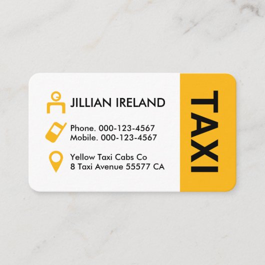 Yellow Taxi Cab Icons Driver 名刺 (正面)
