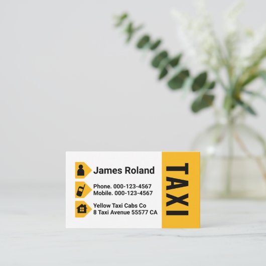 Yellow Taxi Cab Icons Driving 名刺 (スタンド正面)