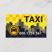 Yellow Taxi Check Box Skyline Cab Driver 名刺 (正面)