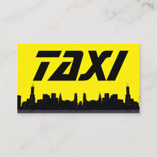 Yellow TAXI night city skyline taxi driver service 名刺