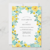 Yellow Teal Bright Spring Wedding 招待状 (正面)