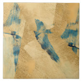 Yellow Teal Textured Ceramic Tile タイル (正面)