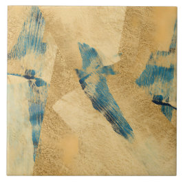 Yellow Teal Textured Ceramic Tile タイル