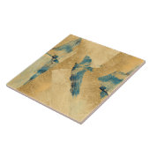 Yellow Teal Textured Ceramic Tile タイル (側面)