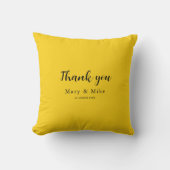 Yellow Throw Pillow with Thank You Text クッション (正面)